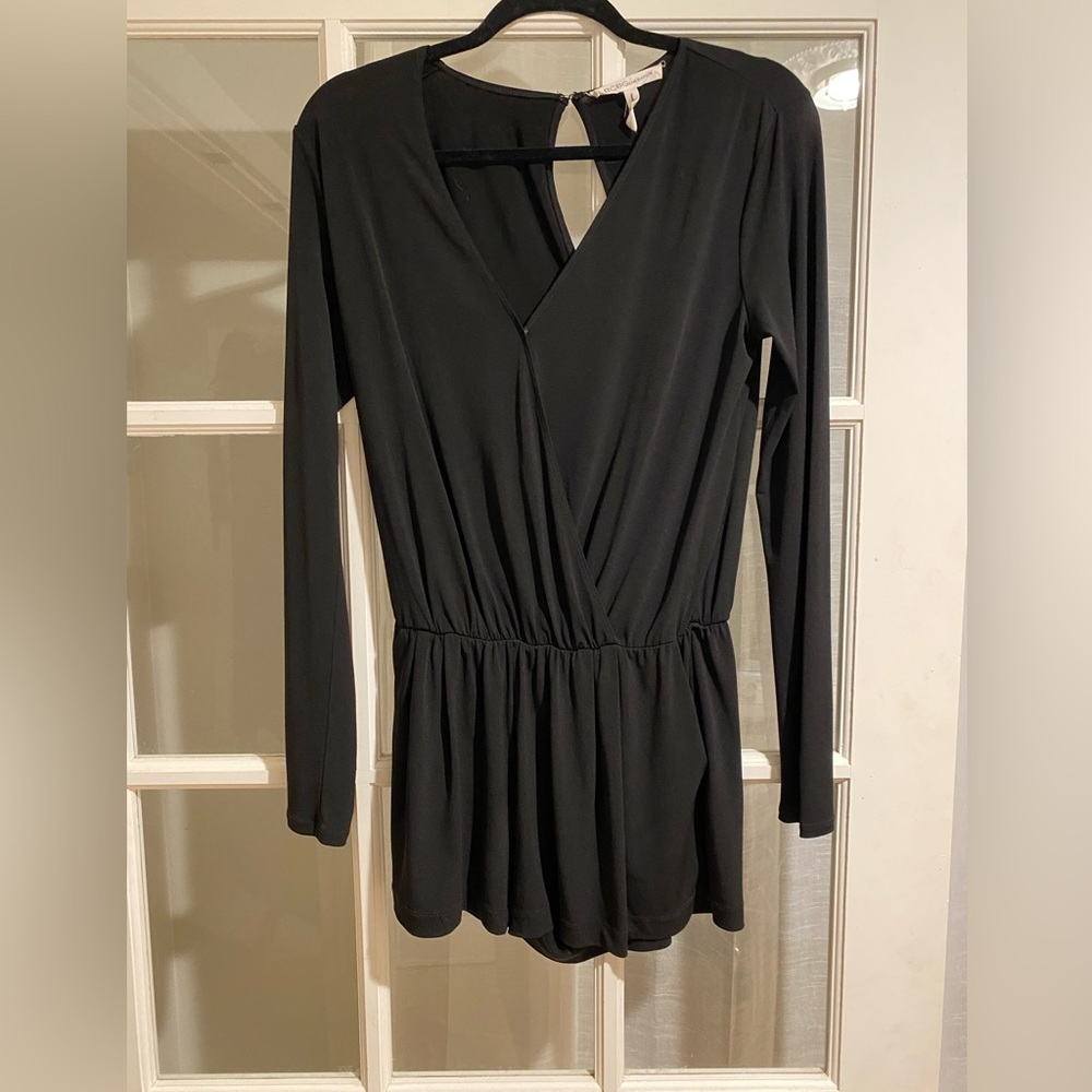 BCBGeneration Black Long Sleeve Romper with Pockets - Size Small